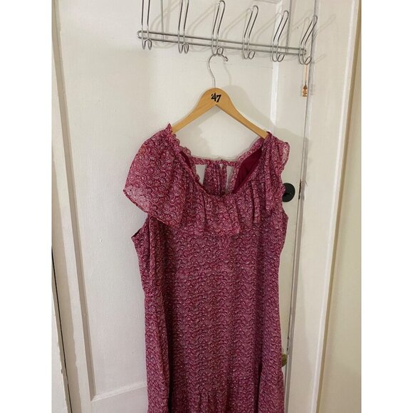 Loft Plus Women's Red Floral Flouce Tie Back Maxi Dress - 22 - Picture 3 of 16